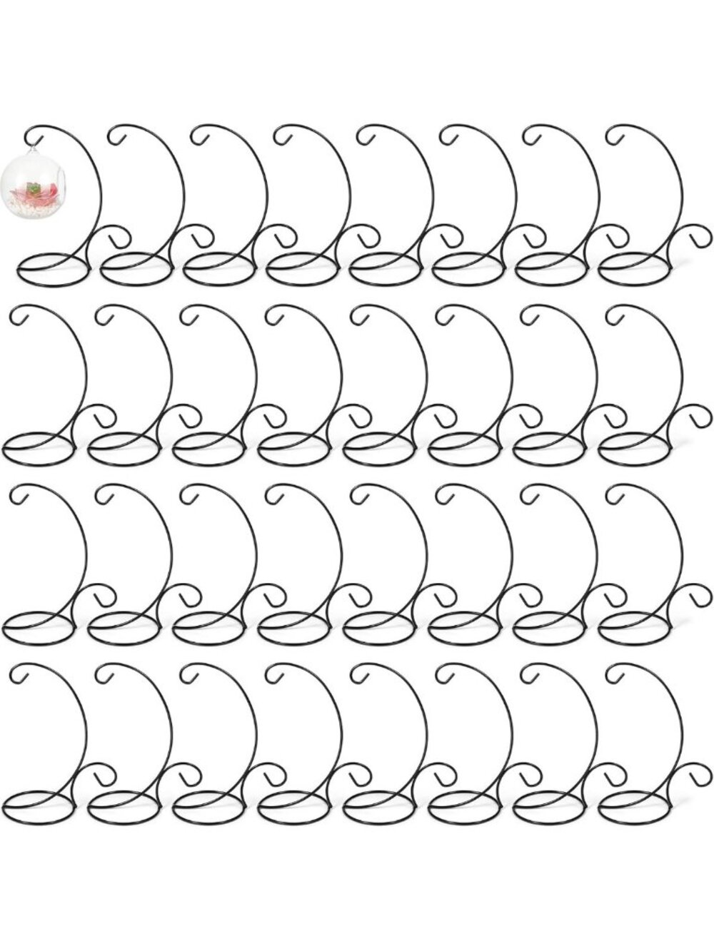32 Pack 9" Iron Ornament Display Stands - Hanging Holders for Home Decor